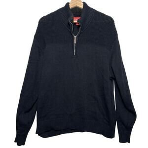 Coleman Outdoor Men’s 1/4 Zip Cotton Knit Sweater Faux Fur Collar Black Size XXL